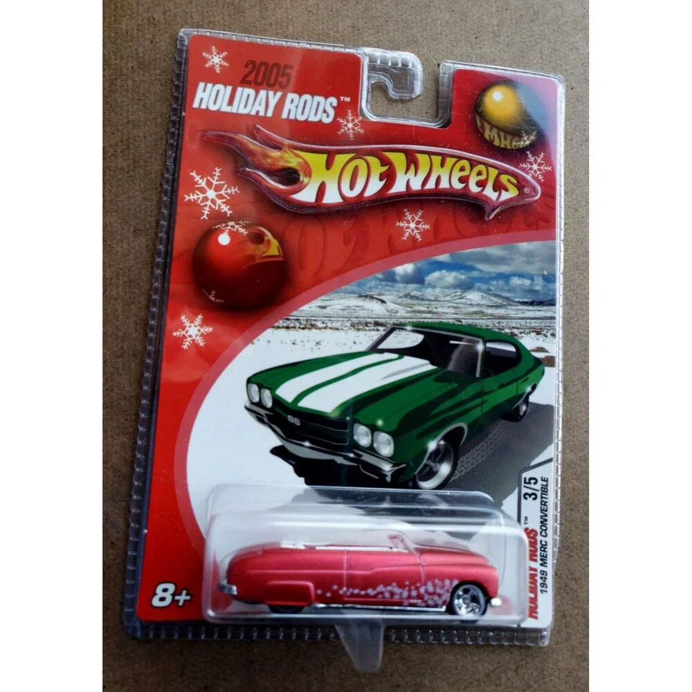VTG 2005 Hot Wheels 1949 MERC CONVERTIBLE RED Holiday Rods 3/5 1:64 Chrome RRMAG
